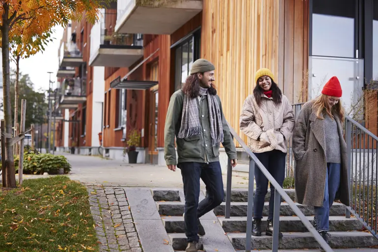 Unge Mennesker Går Ned Trapp